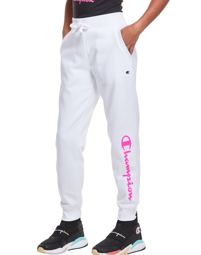 Champion Joggingbroek Jongens - Wit - Fleece Script Logo ( 067283-BSA )